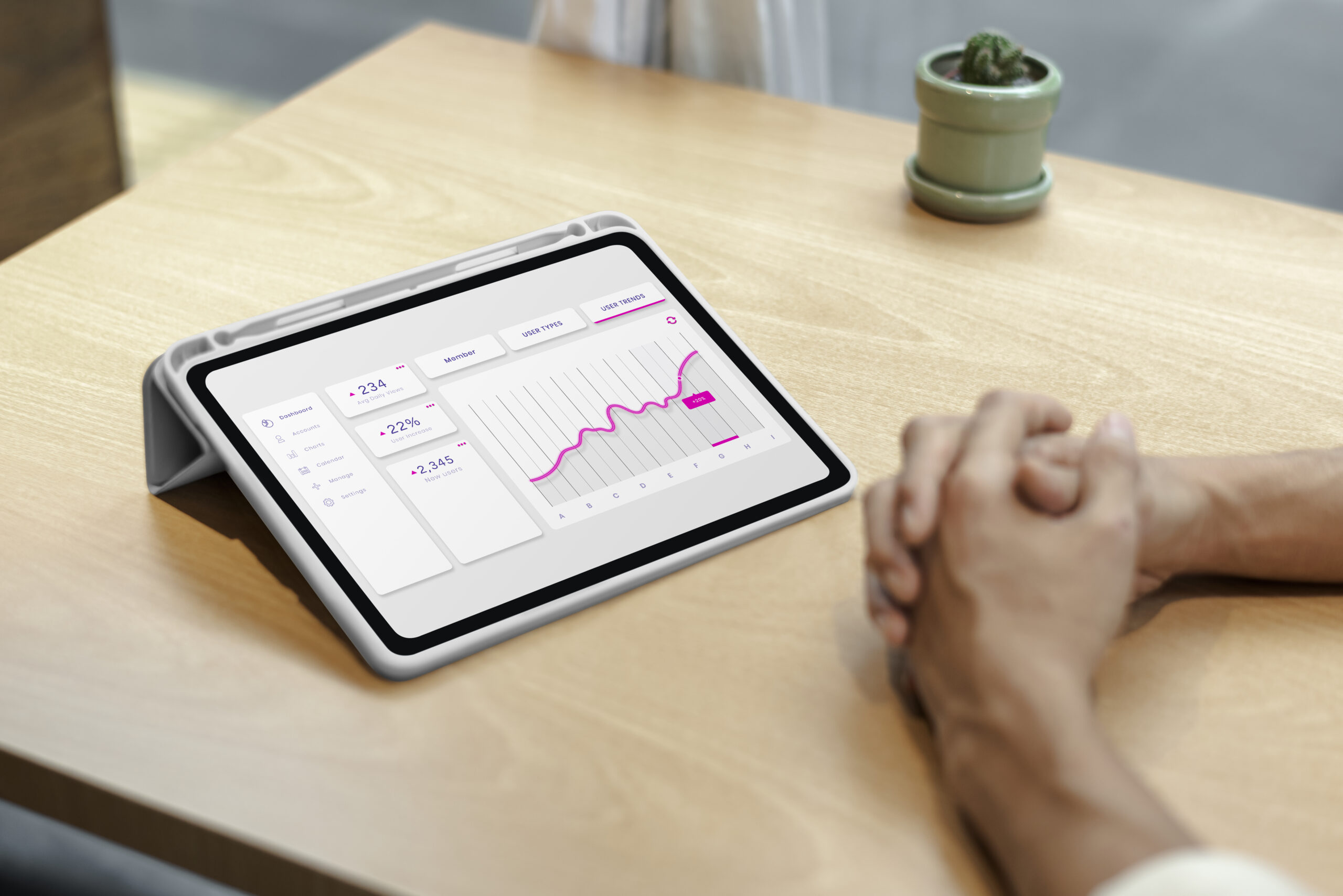 Financial graph of the stock market on a tablet